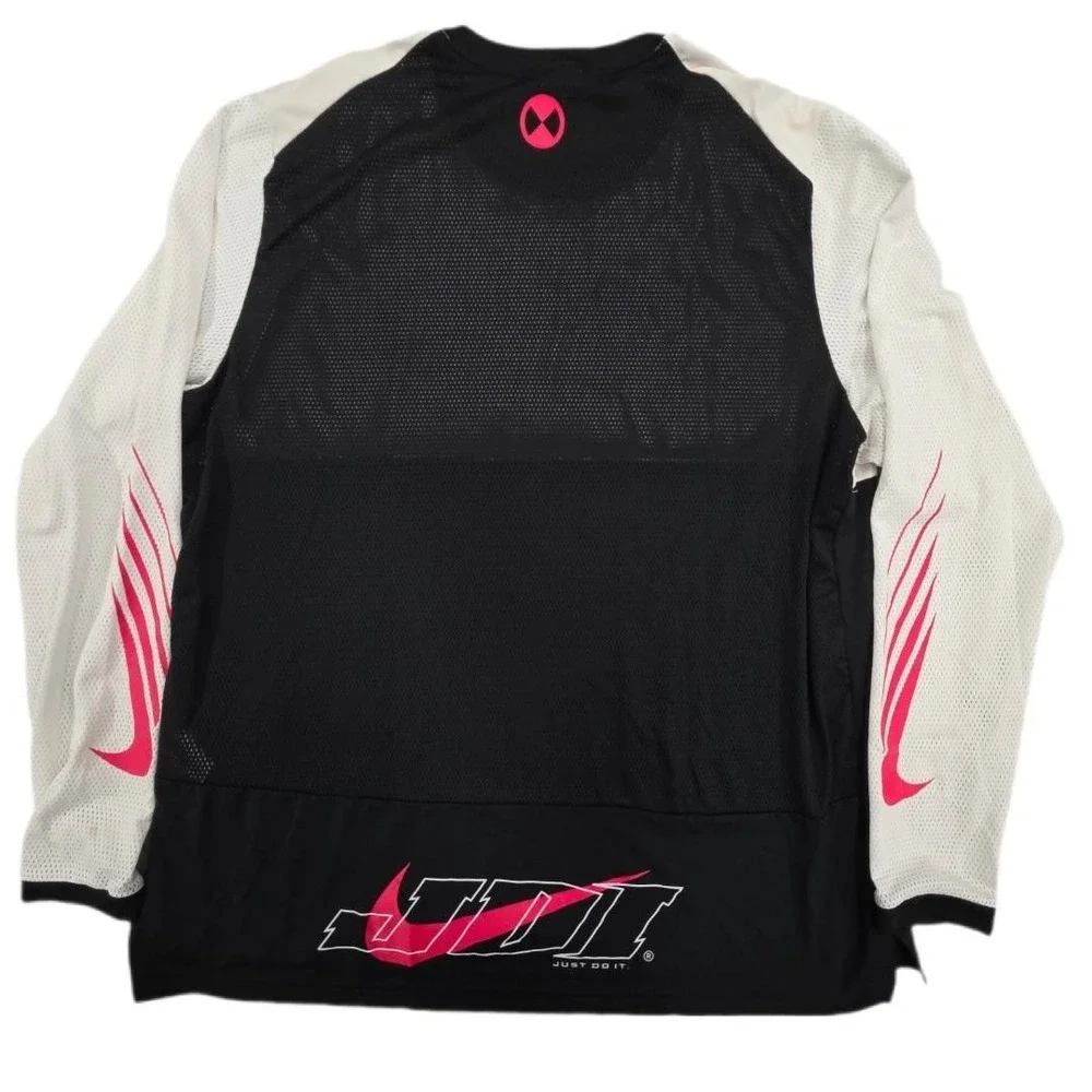 Vintage Nike Dri-Fit Shirt Mens 2XL Black White Y2K Swoosh‎ Just Do It Spellout